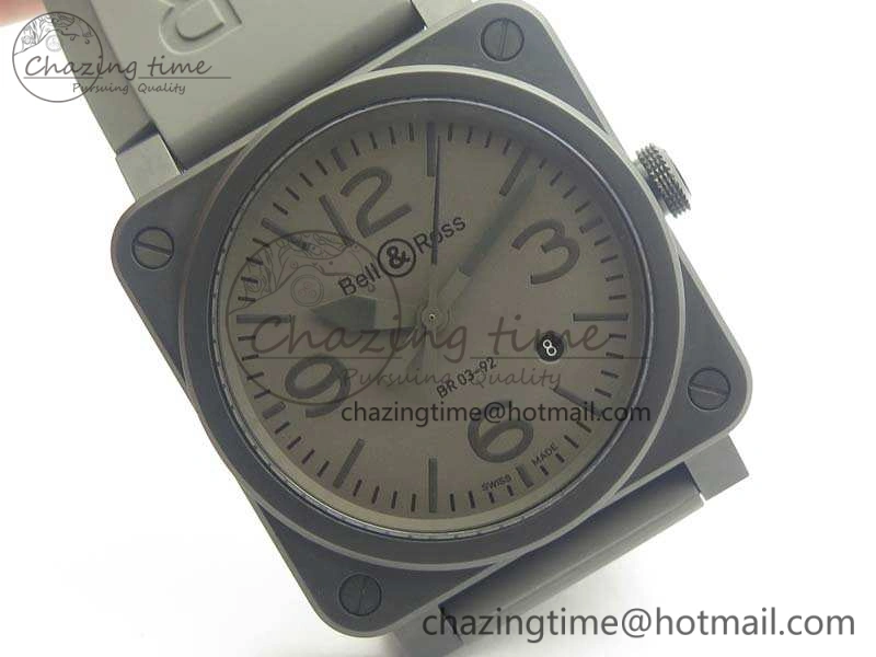 HighPerformance BR 03-92 42.5mm Real Ceramic Case NII 1:1 Best Edition Gray Dial On Rubber Strap MIYOTA 5192