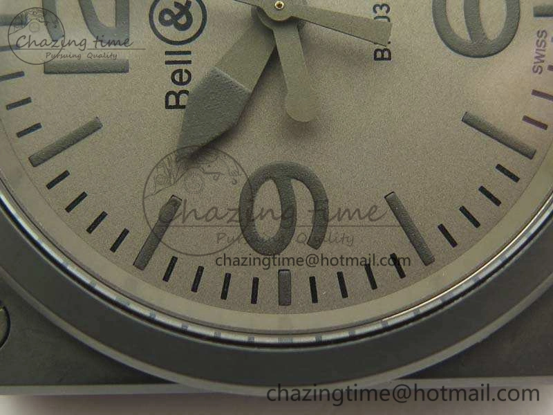 HighPerformance BR 03-92 42.5mm Real Ceramic Case NII 1:1 Best Edition Gray Dial On Rubber Strap MIYOTA 5192