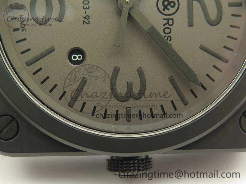 HighPerformance BR 03-92 42.5mm Real Ceramic Case NII 1:1 Best Edition Gray Dial On Rubber Strap MIYOTA 5192