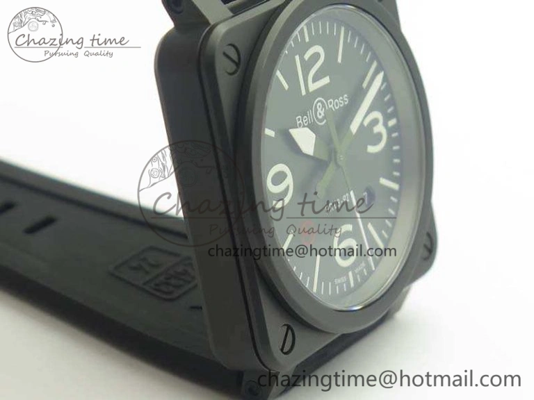 BR 03-92 42.5mm Real Ceramic Case NII 1:1 Best Edition Green Dial On Rubber Strap MIYOTA HighQuality 5191