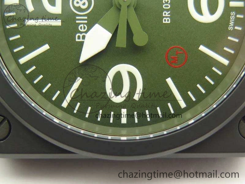 BR 03-92 42.5mm Real Ceramic Case NII 1:1 Best Edition Green Dial On Rubber Strap MIYOTA HighQuality 5191