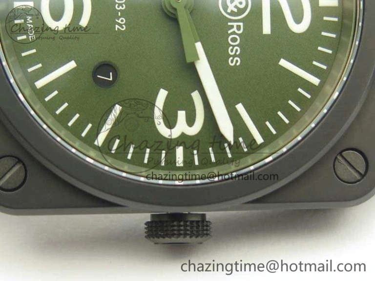 BR 03-92 42.5mm Real Ceramic Case NII 1:1 Best Edition Green Dial On Rubber Strap MIYOTA HighQuality 5191