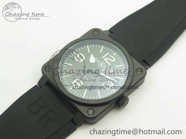 BR 03-92 42.5mm Real Ceramic Case NII 1:1 Best Edition Green Dial On Rubber Strap MIYOTA HighQuality 5191