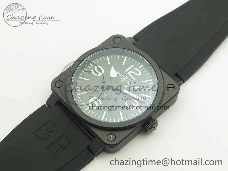 BR 03-92 42.5mm Real Ceramic Case NII 1:1 Best Edition Green Dial On Rubber Strap MIYOTA HighQuality 5191