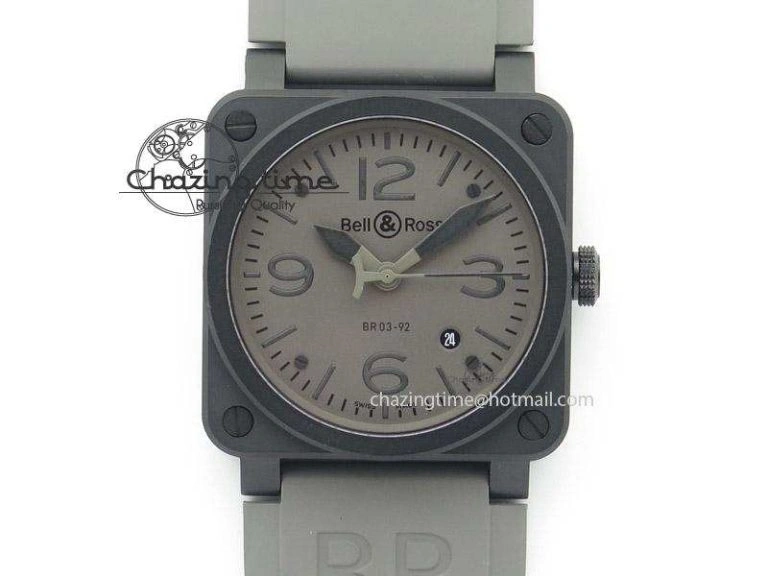 SmoothTexture BR 03-92 42mm Commando 1:1 Best Edition On Grey Rubber Strap Miyota 5245