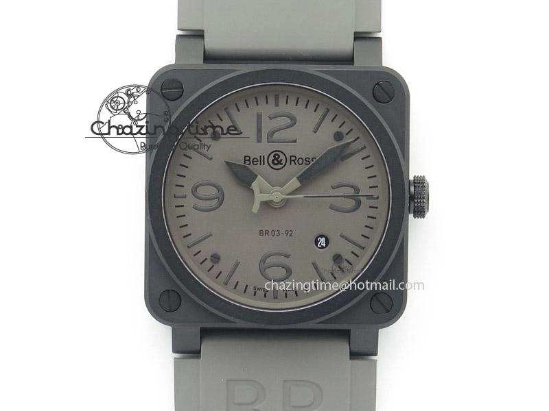 SmoothTexture BR 03-92 42mm Commando 1:1 Best Edition On Grey Rubber Strap Miyota 5245
