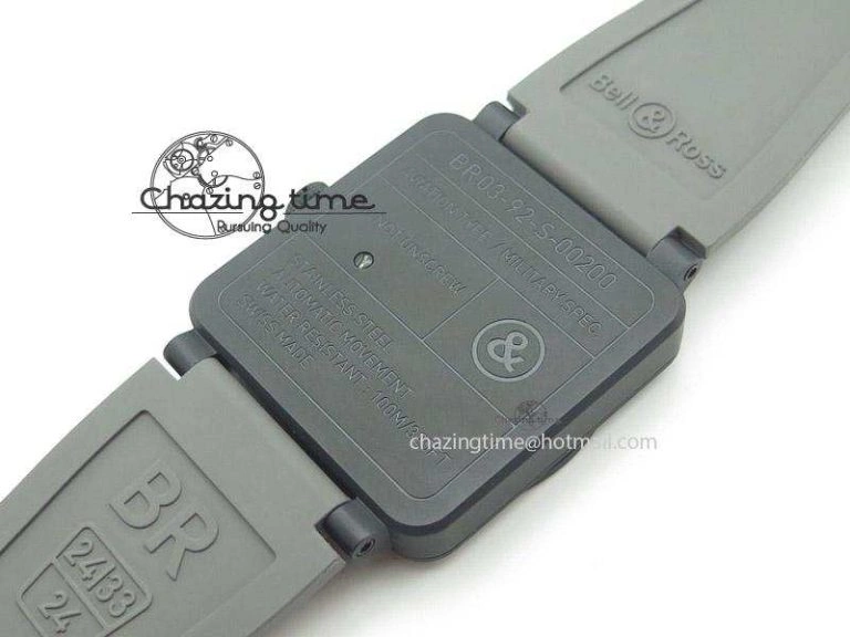 SmoothTexture BR 03-92 42mm Commando 1:1 Best Edition On Grey Rubber Strap Miyota 5245