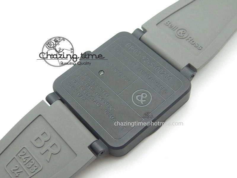 SmoothTexture BR 03-92 42mm Commando 1:1 Best Edition On Grey Rubber Strap Miyota 5245