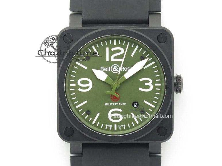 Bold BR 03-92 42mm Military Type 1:1 Best Edition On Black Rubber Strap Miyota 5248