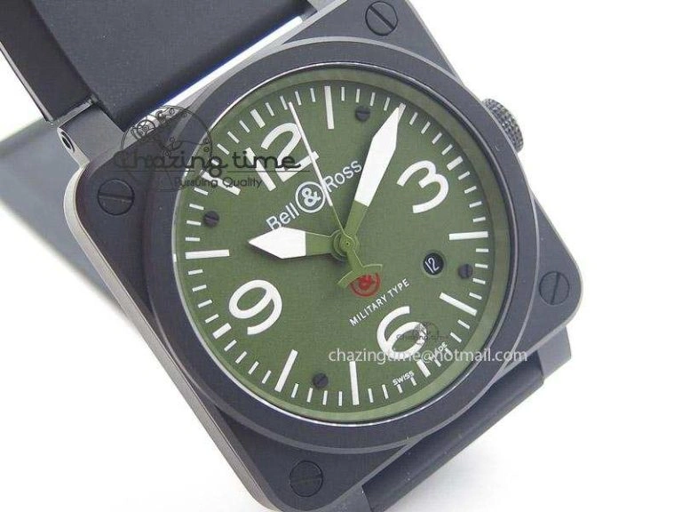 Bold BR 03-92 42mm Military Type 1:1 Best Edition On Black Rubber Strap Miyota 5248