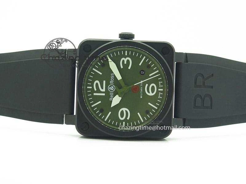 Bold BR 03-92 42mm Military Type 1:1 Best Edition On Black Rubber Strap Miyota 5248