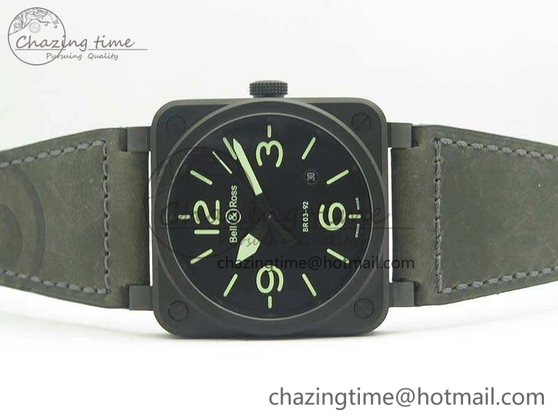 MoistureWicking BR 03-92 DLC 42.5mm Black Dial On Leather Strap MIYOTA9015 V 5187