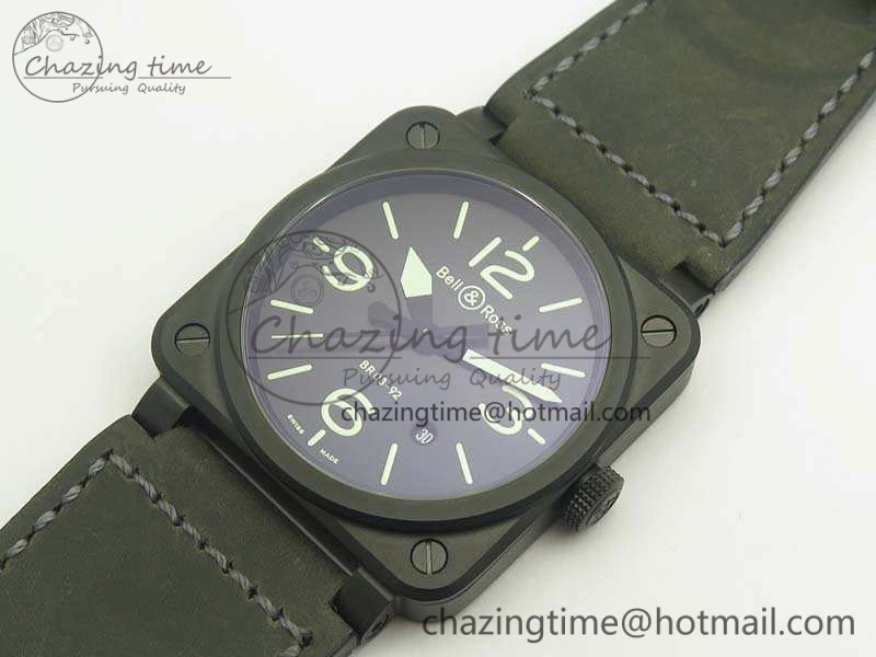 MoistureWicking BR 03-92 DLC 42.5mm Black Dial On Leather Strap MIYOTA9015 V 5187