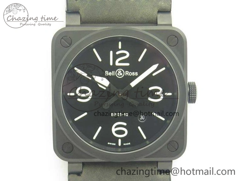 MoistureWicking BR 03-92 DLC 42.5mm Black Dial On Leather Strap MIYOTA9015 V 5187