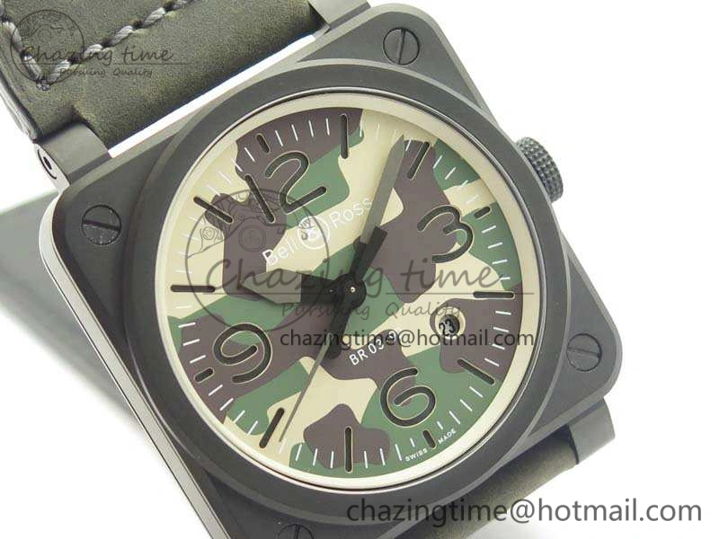 BR 03-92 DLC 42.5mm Green Camouflage Dial On Leather Strap MIYOTA9015 V Casual 5194