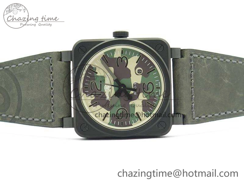 BR 03-92 DLC 42.5mm Green Camouflage Dial On Leather Strap MIYOTA9015 V Casual 5194