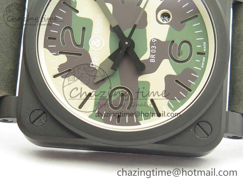 BR 03-92 DLC 42.5mm Green Camouflage Dial On Leather Strap MIYOTA9015 V Casual 5194