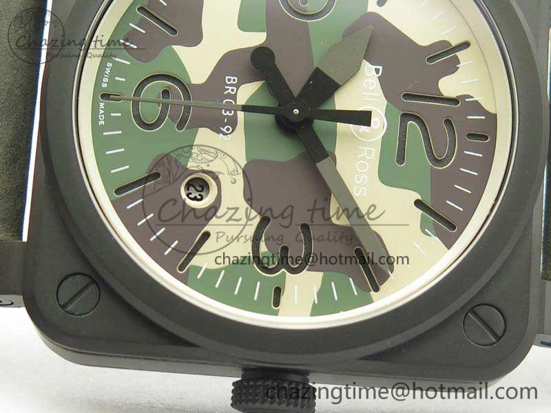 BR 03-92 DLC 42.5mm Green Camouflage Dial On Leather Strap MIYOTA9015 V Casual 5194