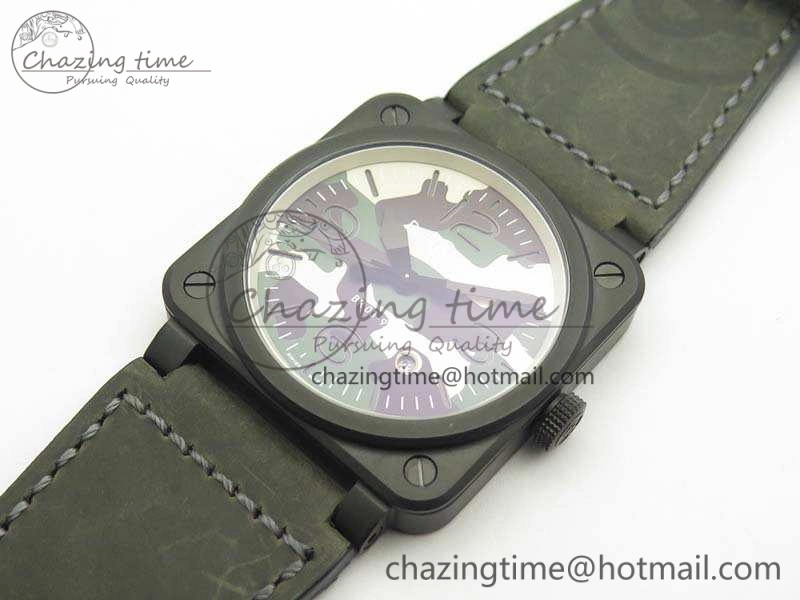 BR 03-92 DLC 42.5mm Green Camouflage Dial On Leather Strap MIYOTA9015 V Casual 5194