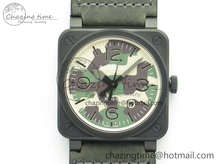 BR 03-92 DLC 42.5mm Green Camouflage Dial On Leather Strap MIYOTA9015 V Casual 5194