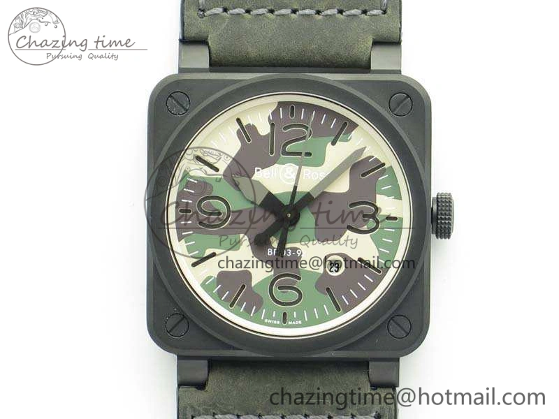 BR 03-92 DLC 42.5mm Green Camouflage Dial On Leather Strap MIYOTA9015 V Casual 5194