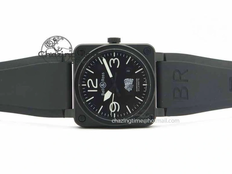 Chic BR 03-92 DLC Black Dial FAYETTE 42.5mm On Rubber Strap MIYOTA 9015 V 5218