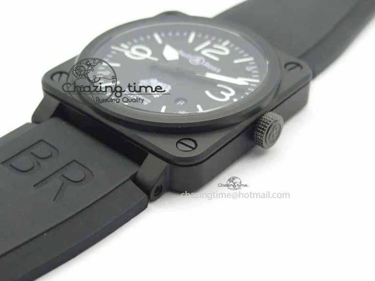 Chic BR 03-92 DLC Black Dial FAYETTE 42.5mm On Rubber Strap MIYOTA 9015 V 5218