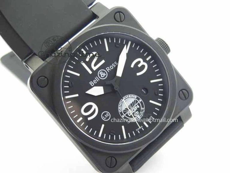 Attractive BR 03-92 DLC Black Dial GIGN 42.5mm on Rubber Strap MIYOTA 9015 V 5216