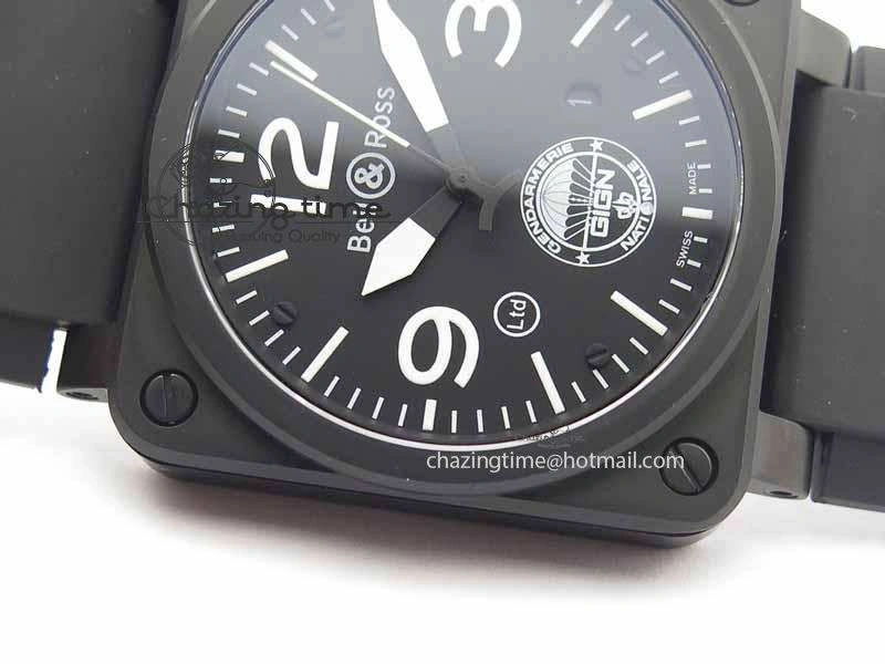 Attractive BR 03-92 DLC Black Dial GIGN 42.5mm on Rubber Strap MIYOTA 9015 V 5216