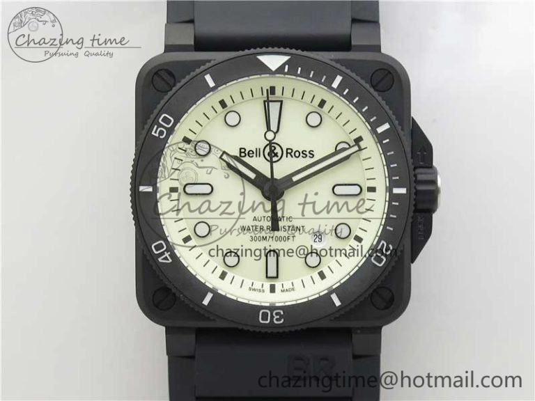 BR 03-92 Diver PVD White Dial on Rubber Strap MIYOTA 9015 (Free Nylon Strap) Premium 5169