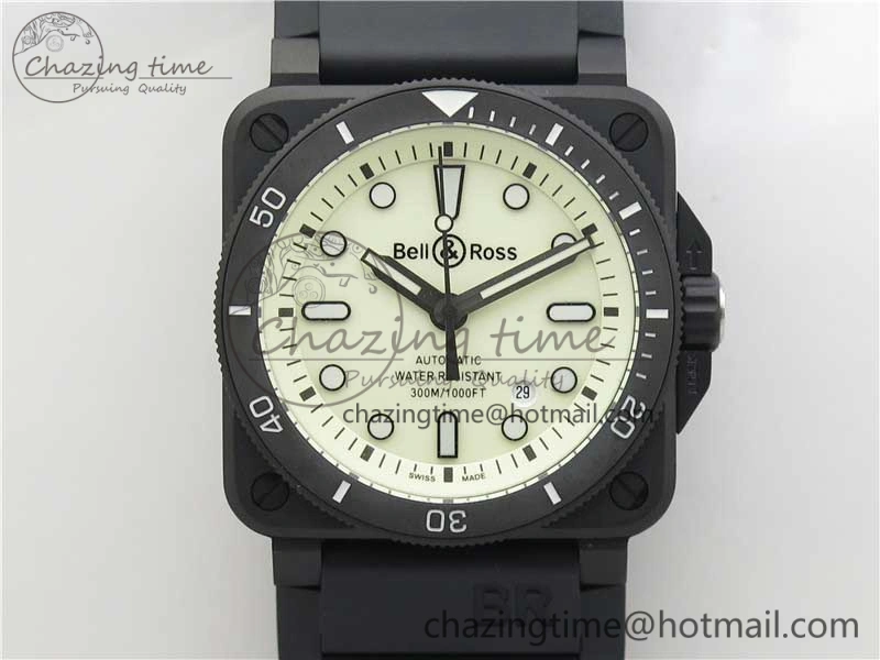 BR 03-92 Diver PVD White Dial on Rubber Strap MIYOTA 9015 (Free Nylon Strap) Premium 5169