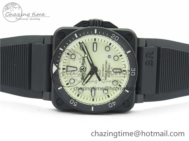BR 03-92 Diver PVD White Dial on Rubber Strap MIYOTA 9015 (Free Nylon Strap) Premium 5169