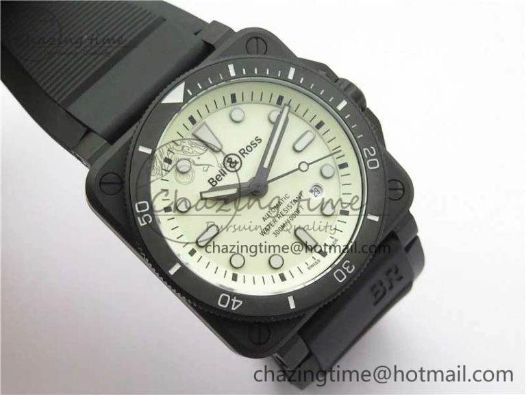BR 03-92 Diver PVD White Dial on Rubber Strap MIYOTA 9015 (Free Nylon Strap) Premium 5169