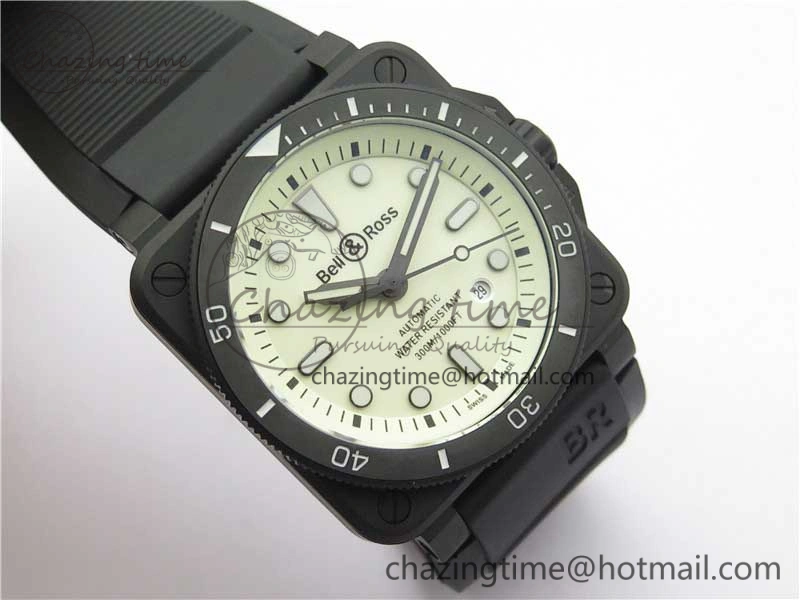 BR 03-92 Diver PVD White Dial on Rubber Strap MIYOTA 9015 (Free Nylon Strap) Premium 5169
