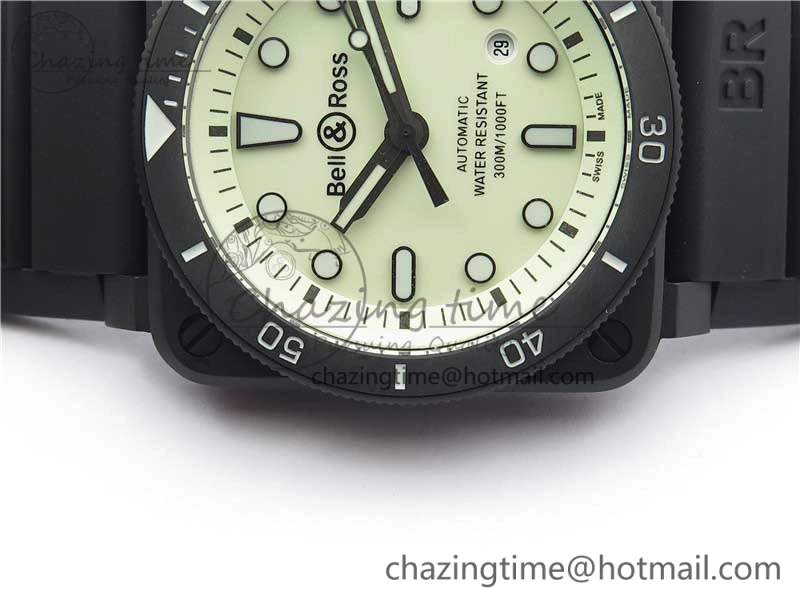BR 03-92 Diver PVD White Dial on Rubber Strap MIYOTA 9015 (Free Nylon Strap) Premium 5169