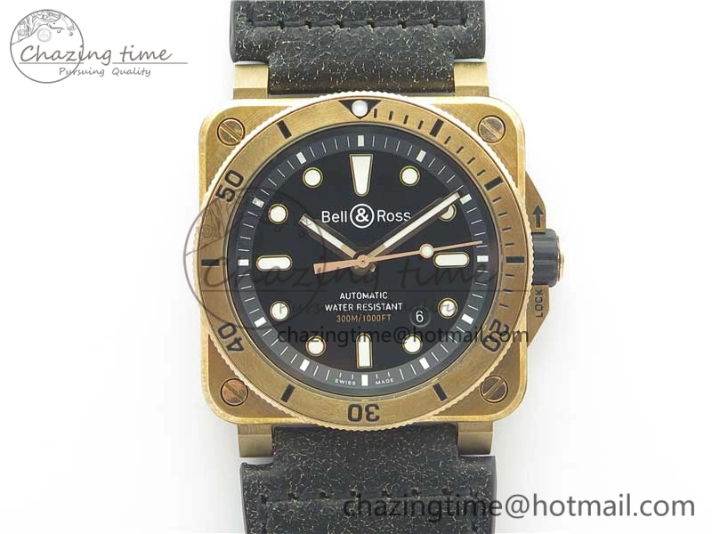 Modern BR 03-92 Diver Real Bronze Noob 1:1 Best Edition Black Dial on Leather Strap MIYOTA 9015 (Free Rubber Strap) 5175