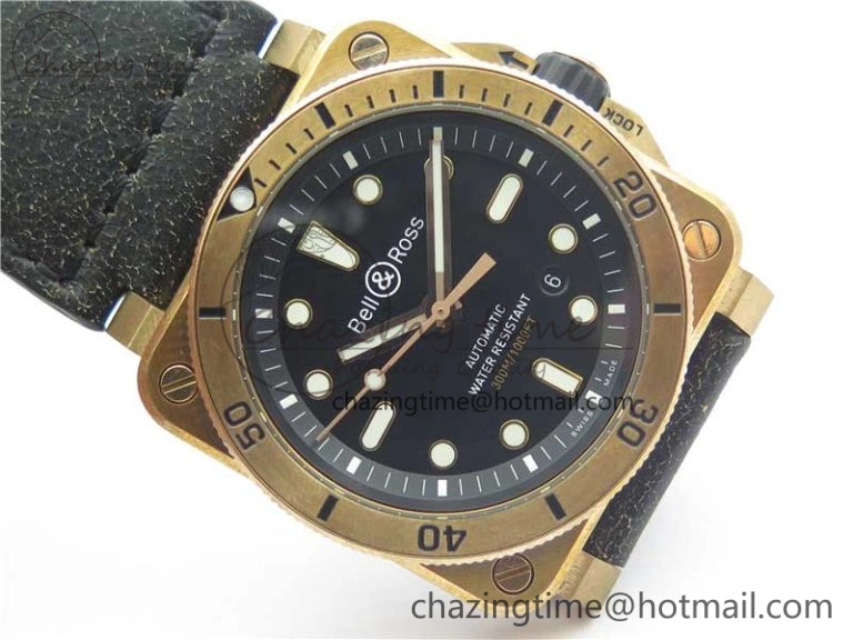 Modern BR 03-92 Diver Real Bronze Noob 1:1 Best Edition Black Dial on Leather Strap MIYOTA 9015 (Free Rubber Strap) 5175