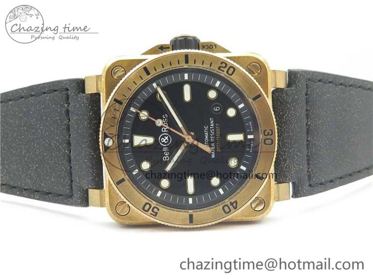 Modern BR 03-92 Diver Real Bronze Noob 1:1 Best Edition Black Dial on Leather Strap MIYOTA 9015 (Free Rubber Strap) 5175