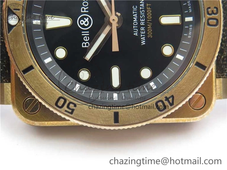 Modern BR 03-92 Diver Real Bronze Noob 1:1 Best Edition Black Dial on Leather Strap MIYOTA 9015 (Free Rubber Strap) 5175