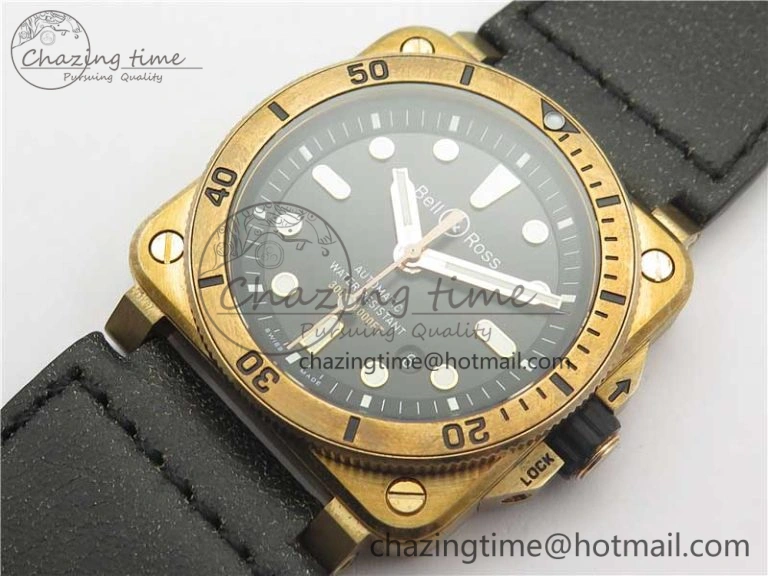 Modern BR 03-92 Diver Real Bronze Noob 1:1 Best Edition Black Dial on Leather Strap MIYOTA 9015 (Free Rubber Strap) 5175