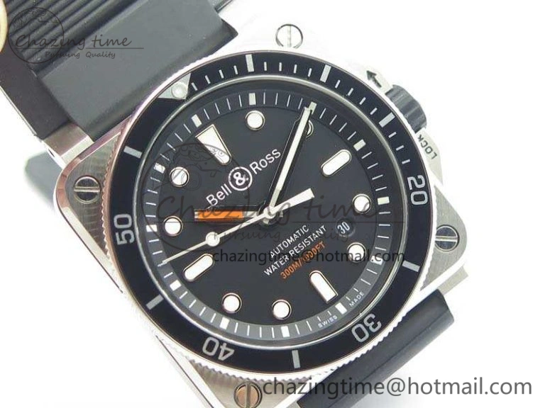 BR 03-92 Diver SS 1:1 Best Edition Black Dial On Rubber Strap MIYOTA Thermal 5196