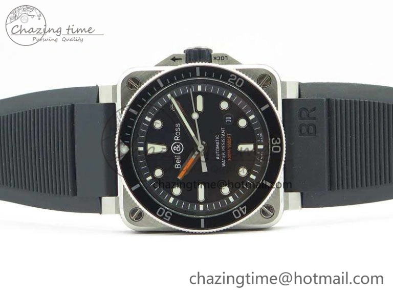 BR 03-92 Diver SS 1:1 Best Edition Black Dial On Rubber Strap MIYOTA Thermal 5196