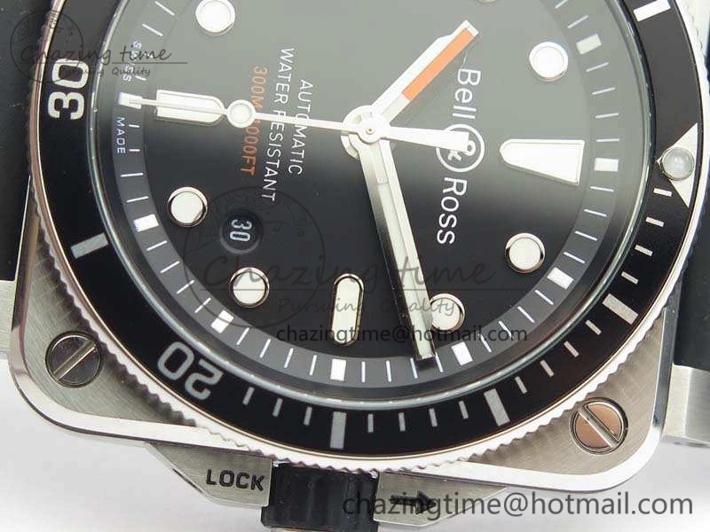BR 03-92 Diver SS 1:1 Best Edition Black Dial On Rubber Strap MIYOTA Thermal 5196