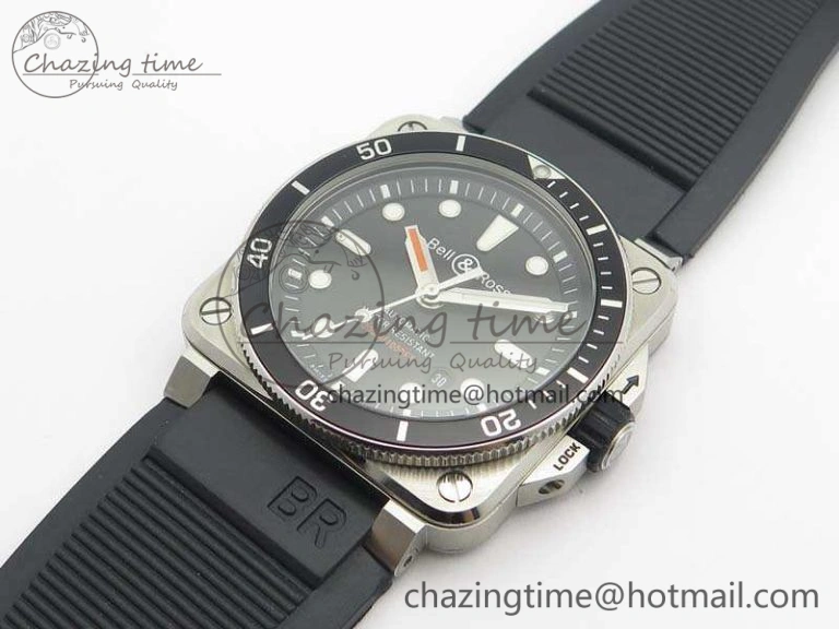 BR 03-92 Diver SS 1:1 Best Edition Black Dial On Rubber Strap MIYOTA Thermal 5196