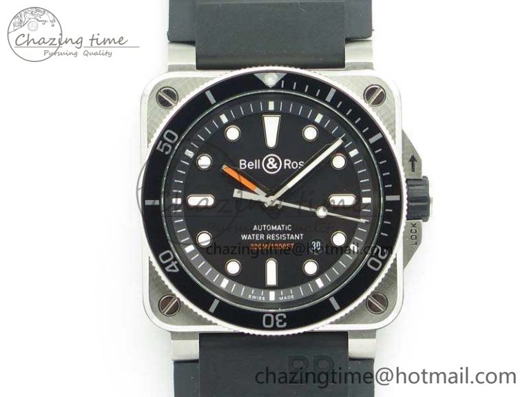 BR 03-92 Diver SS 1:1 Best Edition Black Dial On Rubber Strap MIYOTA Thermal 5196