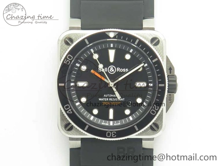 Durable BR 03-92 Diver SS OXF 1:1 Best Edition Black Dial on Rubber Strap MIYOTA 9015 (Free Leather) 5185