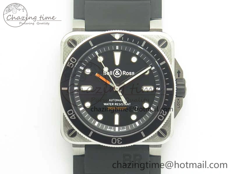 Durable BR 03-92 Diver SS OXF 1:1 Best Edition Black Dial on Rubber Strap MIYOTA 9015 (Free Leather) 5185