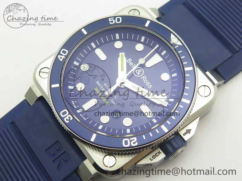 BR 03-92 Diver SS OXF 1:1 Best Edition Blue Dial on Rubber Strap MIYOTA 9015 (Free Leather) Affordable 5182