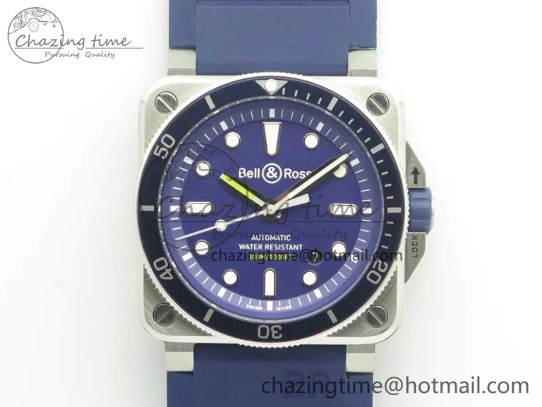 BR 03-92 Diver SS OXF 1:1 Best Edition Blue Dial on Rubber Strap MIYOTA 9015 (Free Leather) Affordable 5182