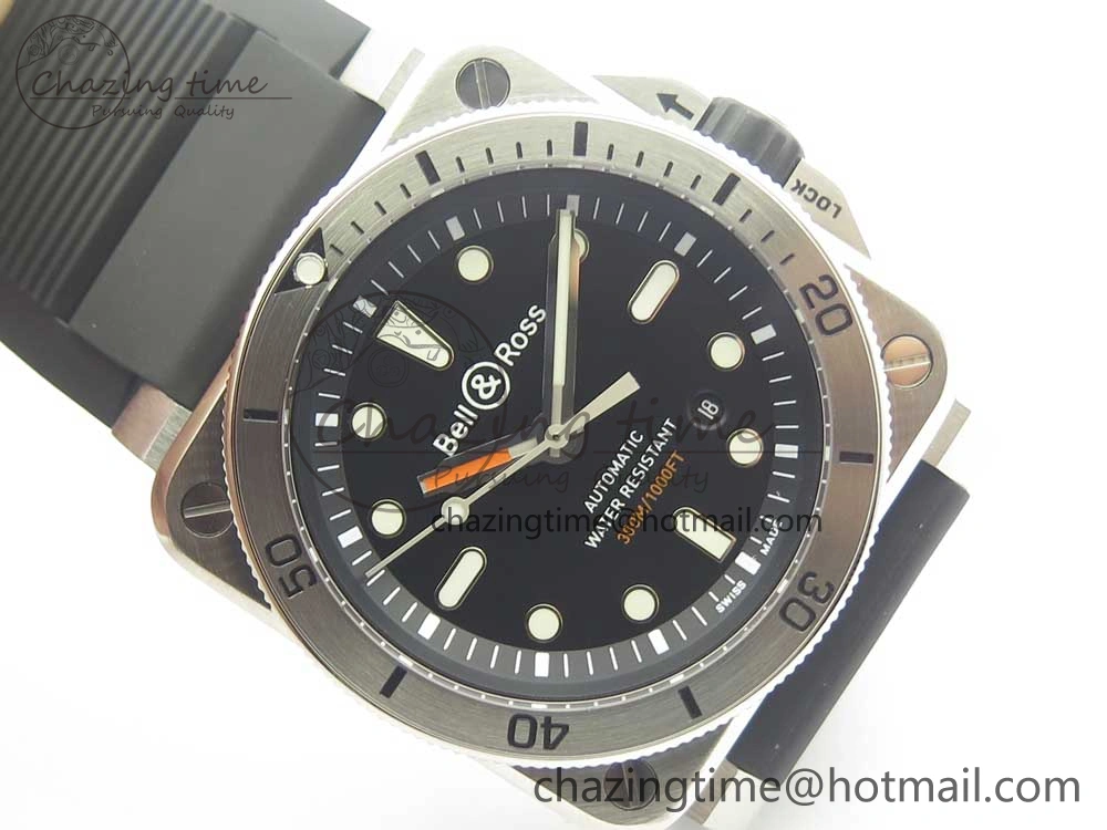 ZipUp BR 03-92 Diver SS SS Bezel Black Dial on Rubber Strap MIYOTA 9015 (Free Leather Strap) 5183